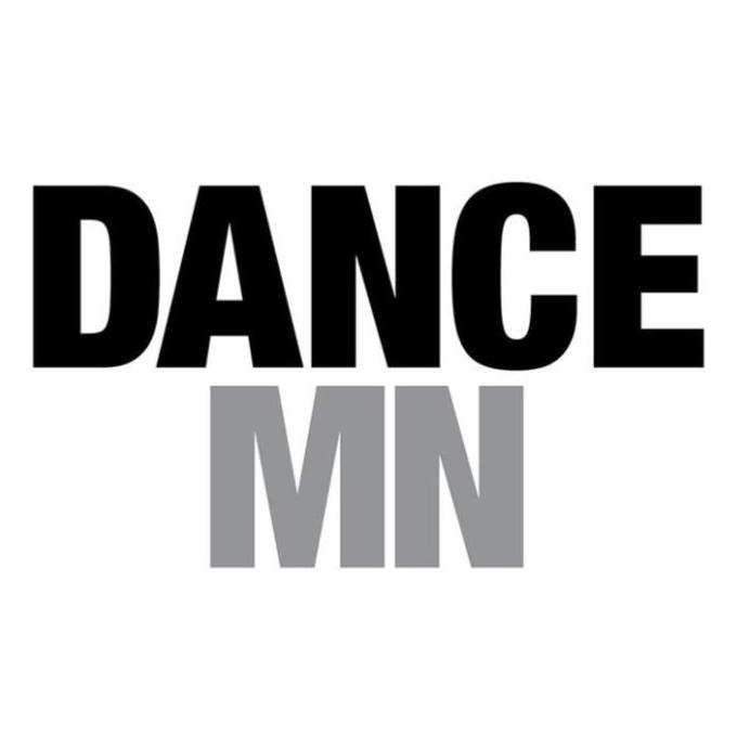 The DanceMN logo: DANCE in black all caps above MN in gray