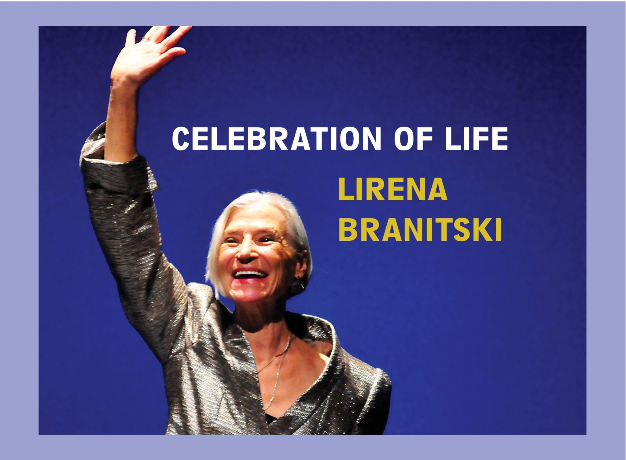 Lirena, an older white woman and renowned ballet teacher, smiles and waves