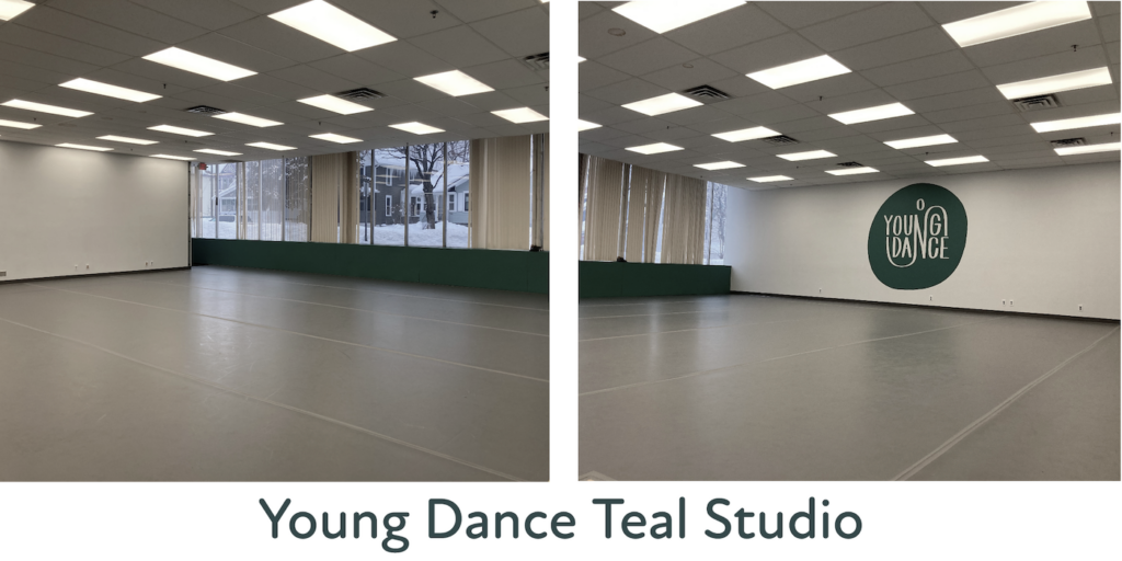 Young Dance “Teal” Studio images with logo. 