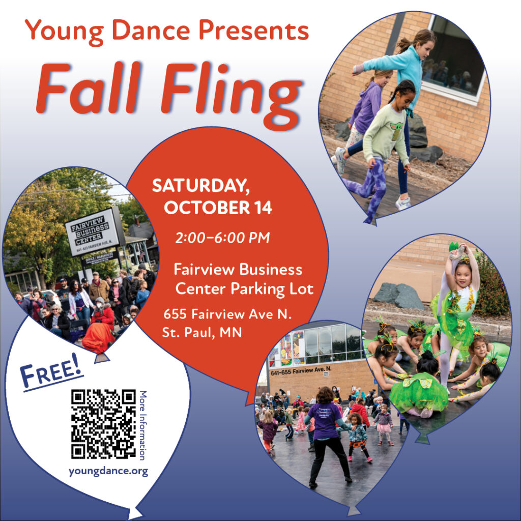 Dance event images within balloon outlines. 