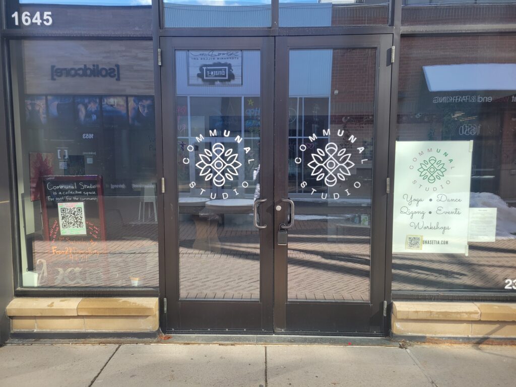 Picture of the front doors of Communal Studio