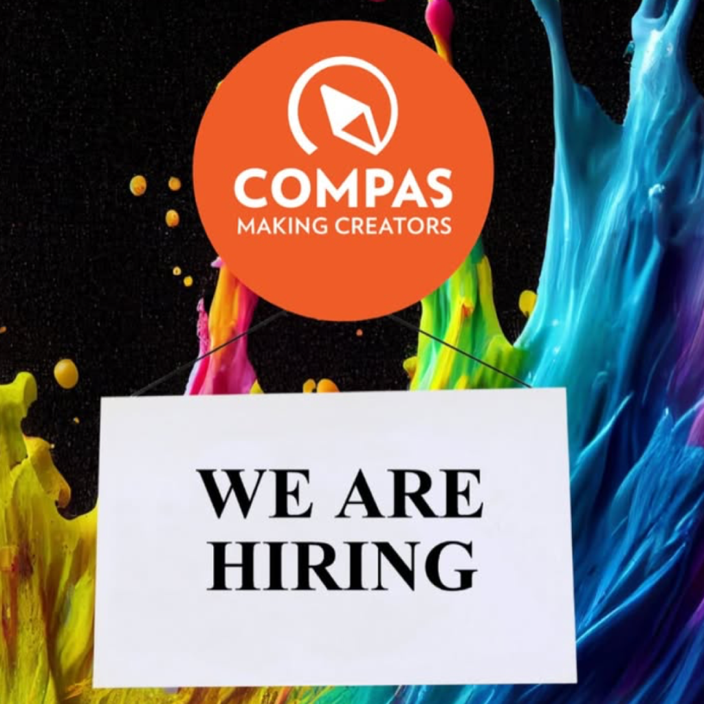 Paint Splash and COMPAS logo with text, We are Hiring.