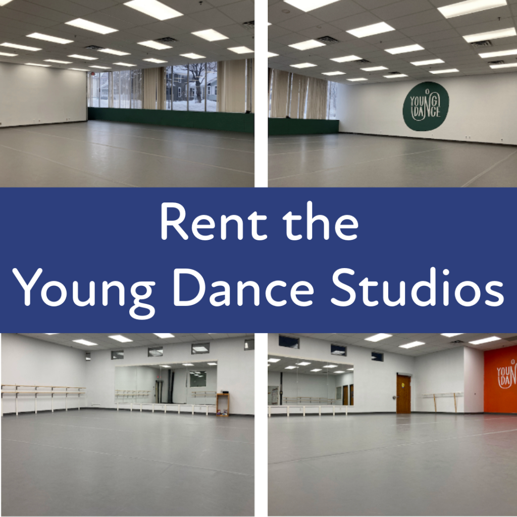 Young Dance Studios with the words "rent the young dance studios"