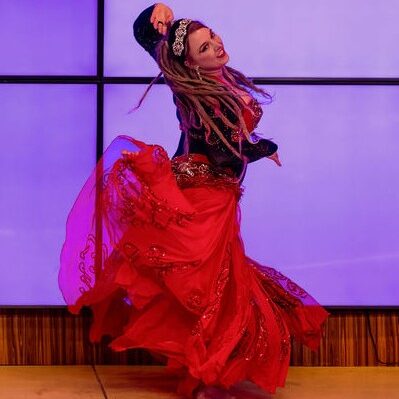 dancer in red skirt
